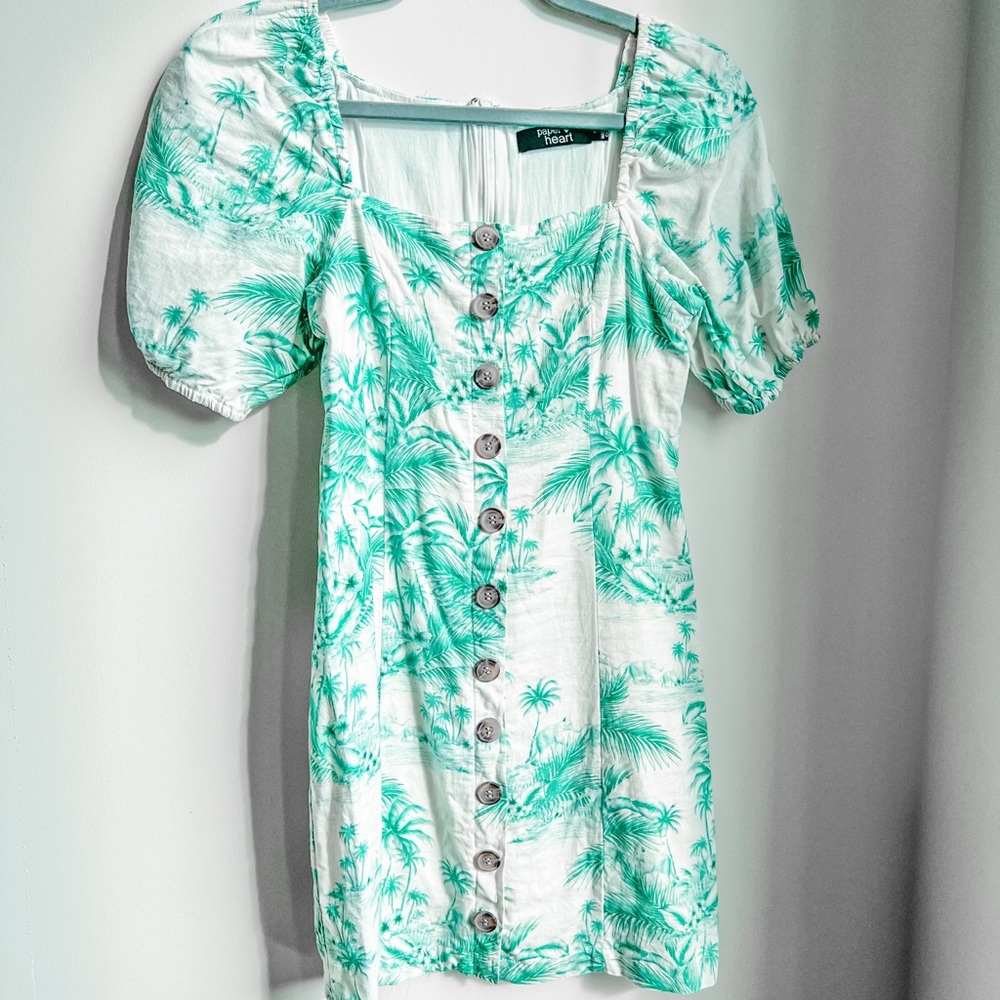 Paper Heart Dress - Palm Tree Print